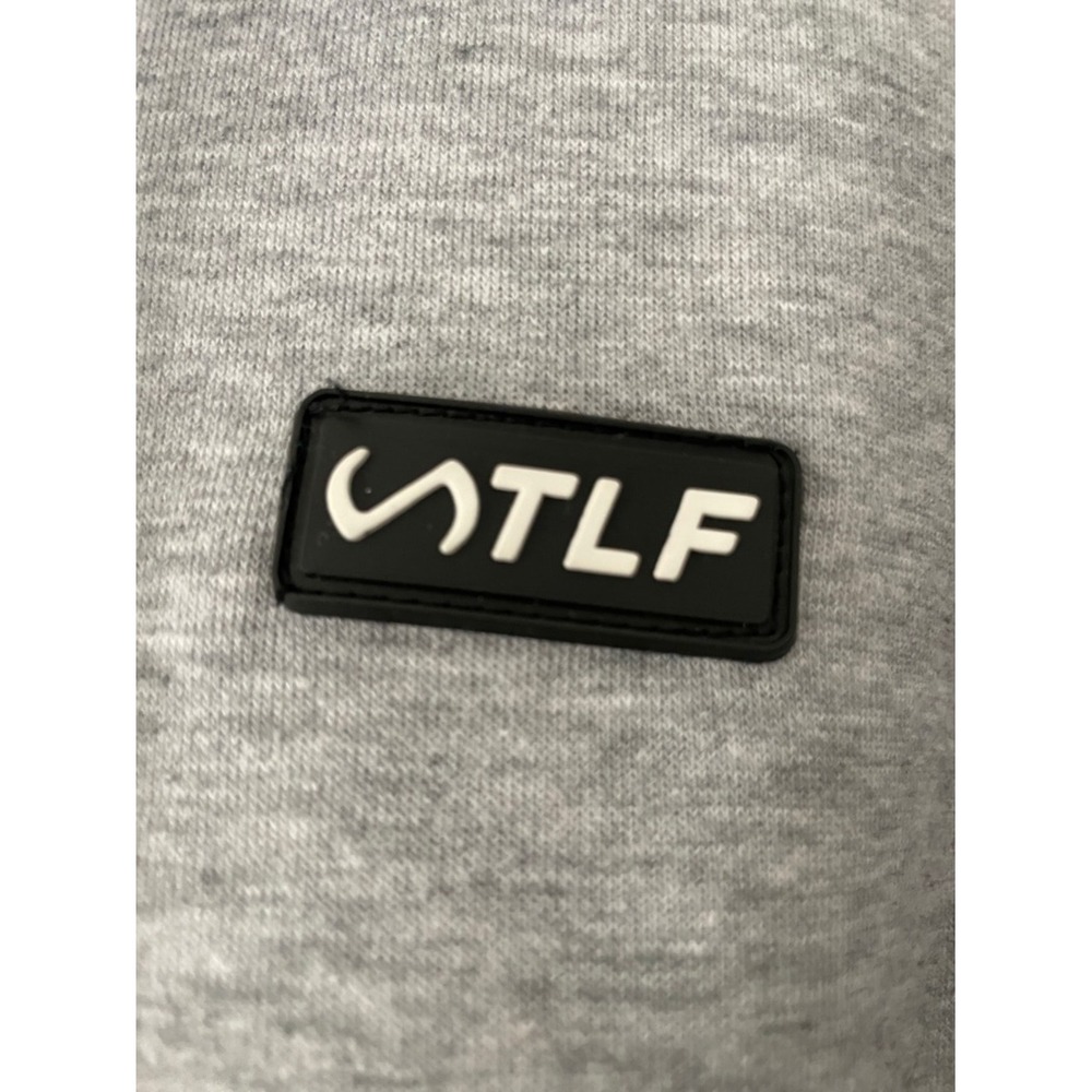 TLF Mens Heather Grey Pullover Hoodie Athleisure Sweatshirt Logo Patch - Picture 2 of 11